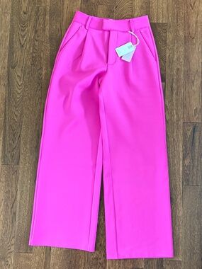 Good American Hot Pink Wide-Leg Trousers